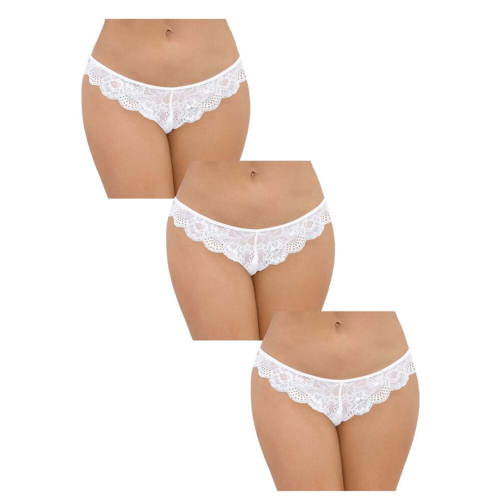 Escante - 75130 - 3 PACK CROCHLESS TANGA - WHITE
